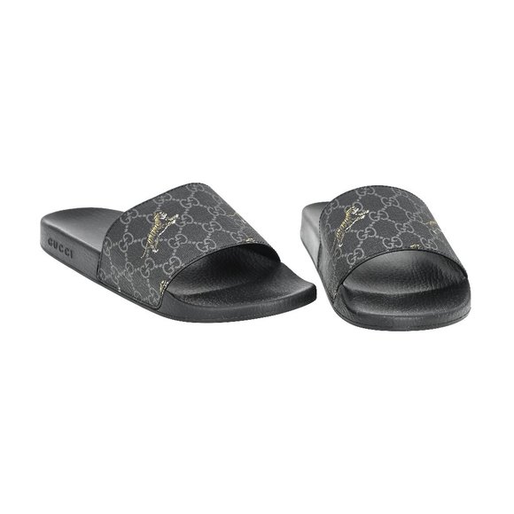 Gucci Men\'s GG Supreme Tiger Pint Slides